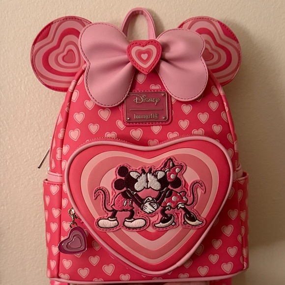 Disney Handbags - Disney Pink Heart Minnie Mouse Loungefly Backpack